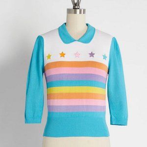 Modcloth Rainbow Knit Top sz UK 14 NWT *FIRM